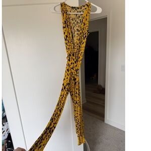 Fashion Nova Yellow Leopard Print Jumpsuit